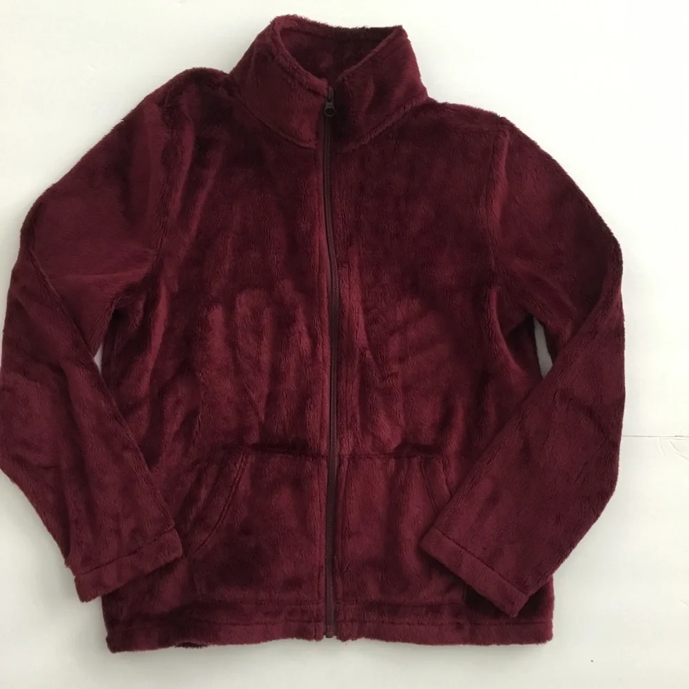 The Children’s Place Jacket Faux Fur Maroon Size L 10/12